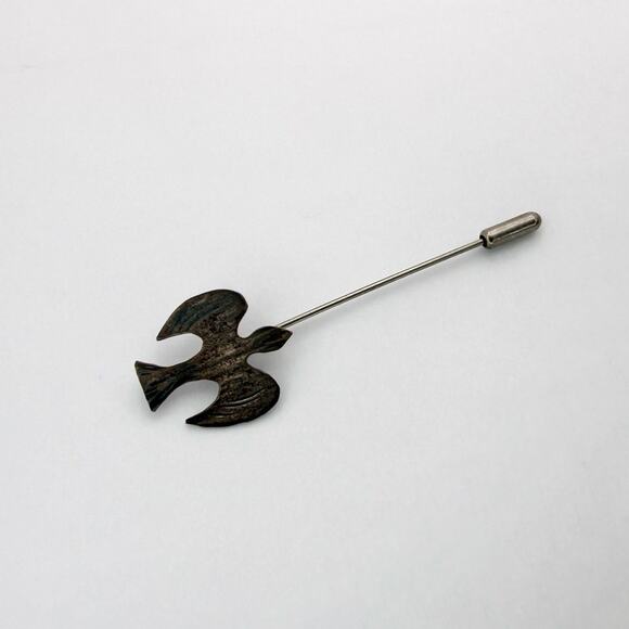 Vintage Stuart Nye Sterling Silver Bird Stick Pin Arts & Crafts Dove Lapel Pin - Picture 1 of 8